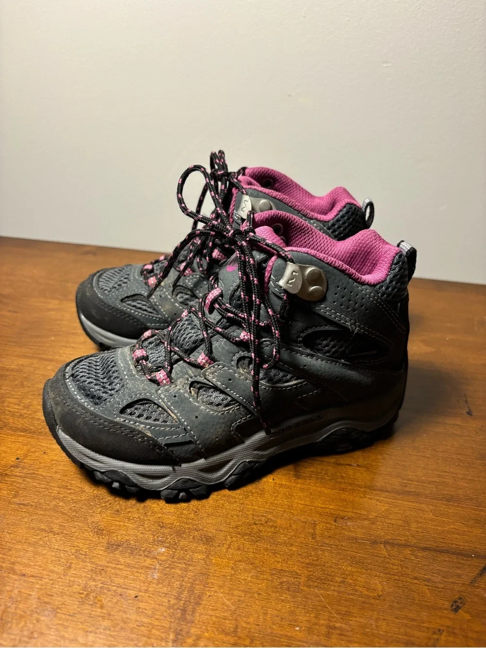 Merrell Black and Pink Kids Hiking Boots